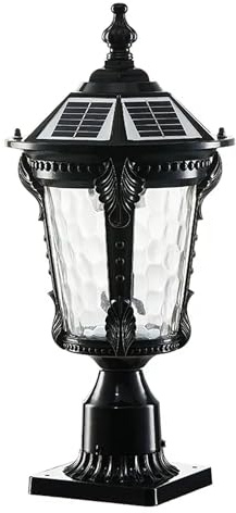 Arnusa Solar Sockelleuchte schwarz Aluminium Glas Außenleuchte kabellos mit Fernbedienung Gartenleuchte Wegeleuchte Solarlampe Solarleuchte Gartenbeleuchtung 50 x 24 cm