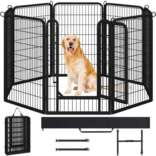 Yaheetech Recinto per Cani 8 Pannelli 68 x 100 cm in Metallo Trasportabile Giardino Conigli Cuccioli Recinzione Rete Animali Domestici Nero