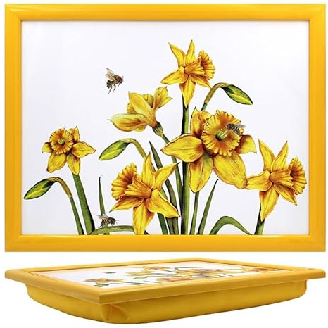 Yellow Daffodils Cushioned Laptray Bee-tanical Floral Snack Tray