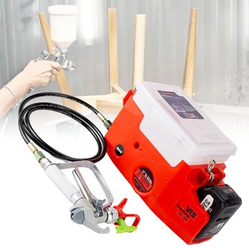 vnmudzeo Spruzzatori di Vernice Airless Portatili da 500 W, per Vernice al Lattice per Pareti Interne, Strumento di Spruzzatura A Parete Senza Fili Ricaricabile da 1,7 L,Red
