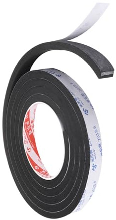 PATIKIL Nastro in schiuma sigillante da 2m/6,6ft, larghezza 2cm spessore 8mm, nastro di tenuta monofacciale per finestre e porte per isolamento, nero