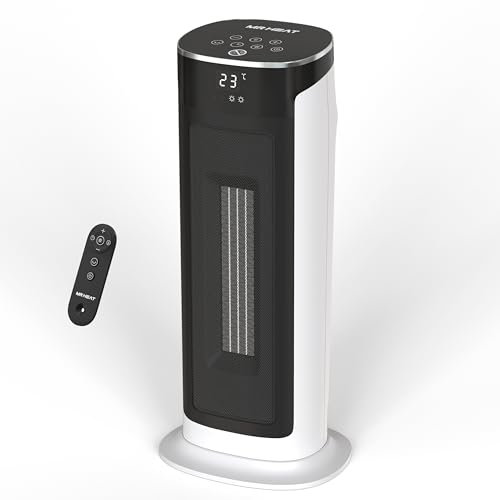 17 Inch Electric Heater 2000W Energy Efficient Space Heater with Thermostat Remote Control 75° Oscillating Portable Heater 3-Mode Tip-over & Overheat Protection Ceramic Fan Heater for Home White