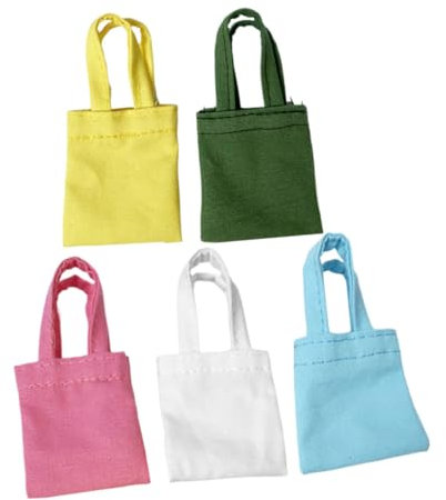 HOMOBABE 5stücke Teiliges Miniatur Canvas Taschen Für Puppenhaus Handgefertigte Dollhouse Accessoires Farben Robuste Und Stilvolle Deko Für Realistische Mini-szenen