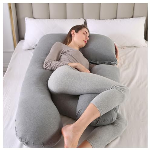 Lång U-formad helkroppsmysig Komfort Graviditetskudde Gravidkudde för Side Sleeper, Graviditetskudde med tvättbart överdrag 140 * 70CM,Grey,140 * 70