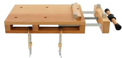Owneed Bärbar hyvelbänk, 100 kg bärkraft, mobil arbetsbänk liten med skruvstäd trä, för snidning, skärning, klämmor, hyvling (53 × 28 × 7 cm)