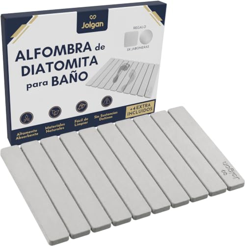JOLGAN Alfombra de Baño de Diatomita Plegable 60x39 cm Blanca