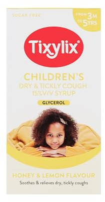 Tixylix Children's Honey and Lemon Dry & Tickly Cough Syrup 100ml, Sugar and colour free, Suitable for vegetarians, Suitable from 3 months to 5 years