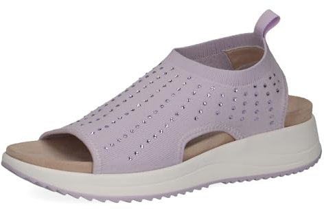 CAPRICE Damen Sandalen flach weiches Fußbett Bequem, Lila (Lilac Knit), 40 EU