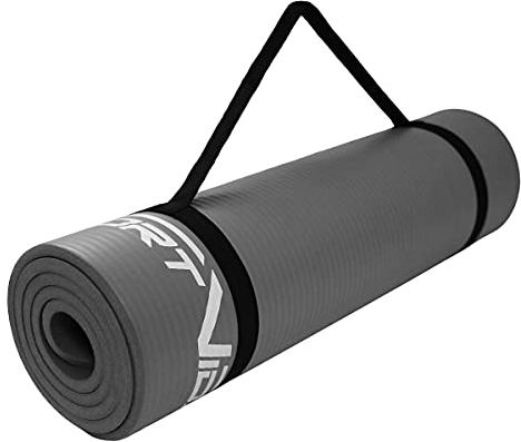 SportVida Yoga Matte Rutschfest Extradick - Yogamatte mit Weicher Schaum - NBR Matte - Dicke Turnmatte für zuhause Training mit Tragegurt - Sportmatte - Fitnessmatte (Grau, 180 x 60 x 1 cm)