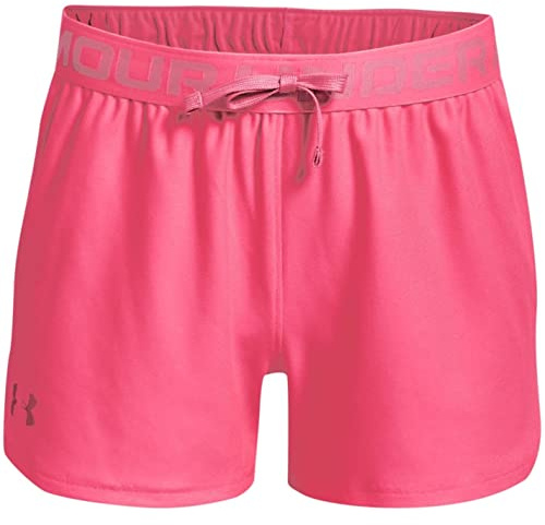Under Armour Girls Play Up Solid Shorts , Cerise (653)/Pink Lemonade , Youth Large