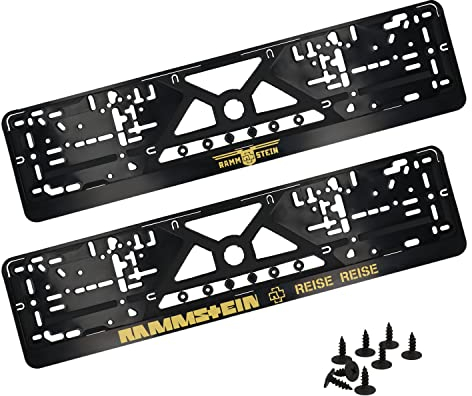 Megakutas Nummernschildhalter, Nummernschildhalter, Kfz-Kennzeichenhalter für Autokennzeichen mit Klicksystem, inklusive 8 Schrauben und 8 Vibrationsdämpfern, einfach und stabil, 2er-Set, 52 x 10 cm