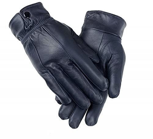 Gants en cuir pour femmes Woodland Leathers, gants imperméables extra doux et chauds pour dames, bleu marine, S-M