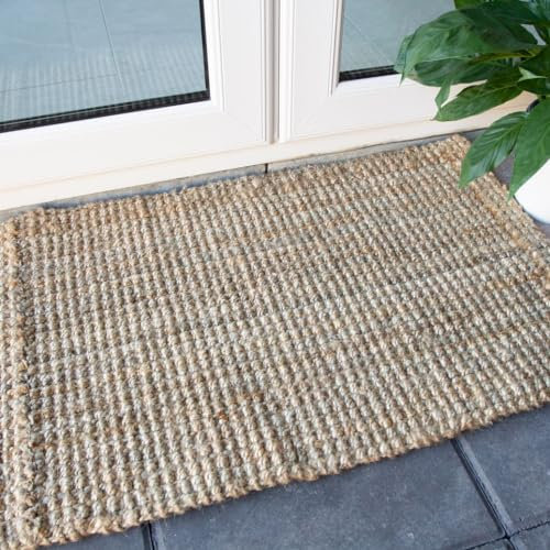Durable Hardwearing Natural Boucle Jute Rug Dirt Trapper Versatile Woven Lounge Utility Kitchen Area Rugs 80cm x 150cm