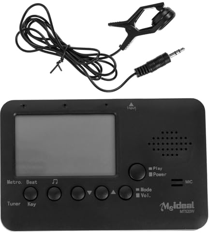 Digital Wind Instrument Tuner Metronome for Alto Saxophone, Flute, Trumpet, Clarinet, Large LCD Display, Clip-on Pickup, 3 Modes, Black