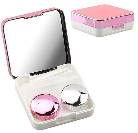 Jagowa Contact Lens Cases Travel Contact Lens Soaking Storage Case with Mirror Mini Simple Portable Glasses Holder (Rose Red)