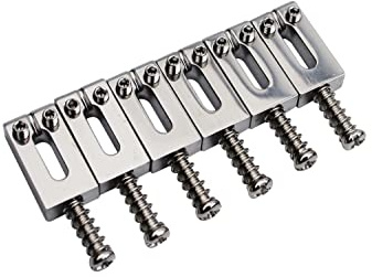 Guyker Gitarrbryggsadlar (set med 6) – 10,5 mm rostfritt stål polerad modern gitarr Tremolo Bridge sadlar kompatibel med Strat ST elgitarr