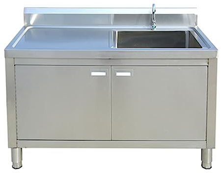 Armoire D'évier Utilitaire Avec évier En Acier Intégré,Armoire D'évier En Acier Inoxydable De Cuisine Sur Pied,Armoire D'évier De Blanchisserie Avec Robinet,Armoire D'évier Intégrée(100cm/40in,左)