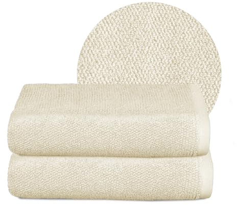 BEAUTEX Handtuch-Set Premium Frottier Sets Made in Europe, 100% Baumwolle 550g/m², Oeko-TEX Zertifiziert (Set: 2 Handtücher - 50x100 cm in Creme)