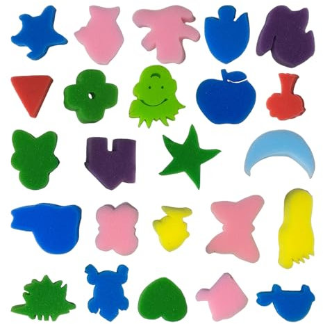 24 esponjas con forma de animales para niños, esponjas para pintar, juego de pintura infantil, lindas esponjas de animales, herramientas creativas de pintura
