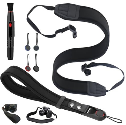 WhaleO Tracolla Macchina Fotografica Cinghia Fotocamera Spalla Camera Strap Wrist Professionale Dslr Fotocamera Sling Tracolla Penna per la Pulizia Delle Lenti per DSLR SLR Camera