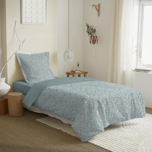 UNIVERSDECOR Parure de Couette 140 x 200 cm réversible pour lit 90 x 190 cm (Parure de Couette réversible lit 90 x 190 cm, Celeste Glacier)
