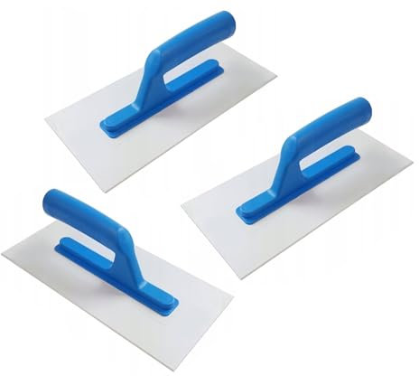 3 x Plastic Trowel ABS 11 Rendering Texturing Top Coat Cement Float Trowel 280 x 140 x 3 mm (Blue)