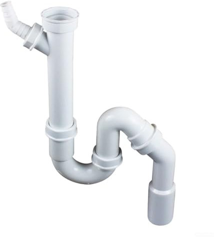 Zilimontt G1-1/2in Kitchen Siank Drain Pipe 40Mm Sink Waste Kit Smooth U-Bend,Bowl Sink Waste Kit And Half Bowl Trap Kit,For Wall/Floor Installations