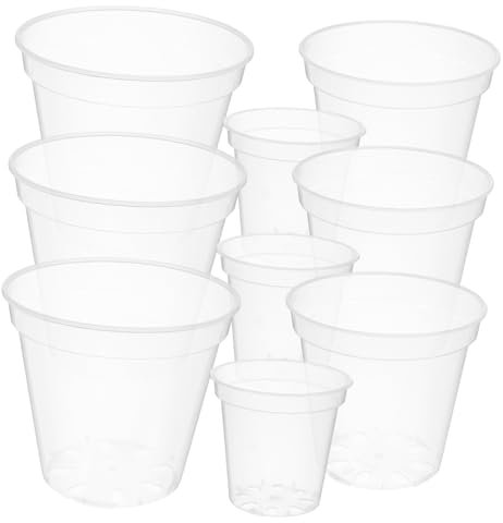 YARNOW Pots De Jardin en Plastique Robustes avec Trous De Drainage – 9 Pièces pour Plantation en Extérieur