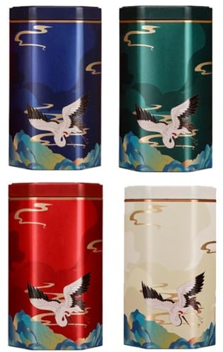 Fituenly 4 st kinesisk tebehållare liten teburk te förvaringsbox lösa blad behållare burkar förseglad te packbox för kaffe bönor socker