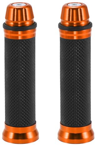 Motoforti 7/8 22mm 15/16 24mm Coperture Manopole Universali per Moto in Gomma Lega di Alluminio Manubrio per Moto Scooter Bicicletta Nero Arancione 1 Coppia