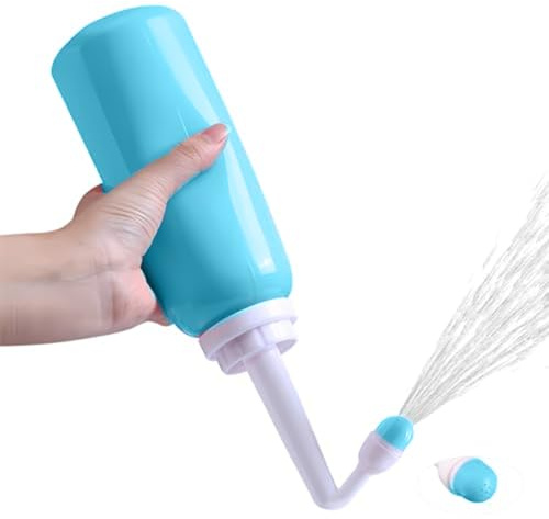 Perineal Bottle for Postpartum Care, 500ml Portable Handheld Upside Down Peri Bottles with Cover, Postpartum Essentials for New Moms Perineal Recovery & Cleaning, Sky-Blue..