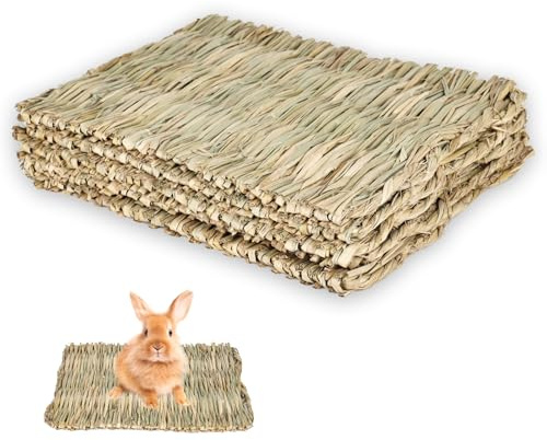 PYserne 5 alfombrillas de hierba para conejos, tejido natural, para animales pequeños, hierba de conejo, para hámsters, loros, cobayas