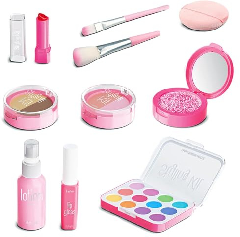 ZXTGBQ Maquillaje para Niñas, 10PCS Juguetes Niña – Maquillaje, Juguetes Cosméticos Juego de Maquillajes Princesa, Juguete Lavables, Regalo de Cumpleaños y Navidad para Niña