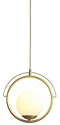 E27 Ljuskronor från mitten av århundradet1-ljus Ljuskrona i stil, guld med vitt frostat glas klotlampa Kökslampa Pendelbelysning för matsal sovrum Hej