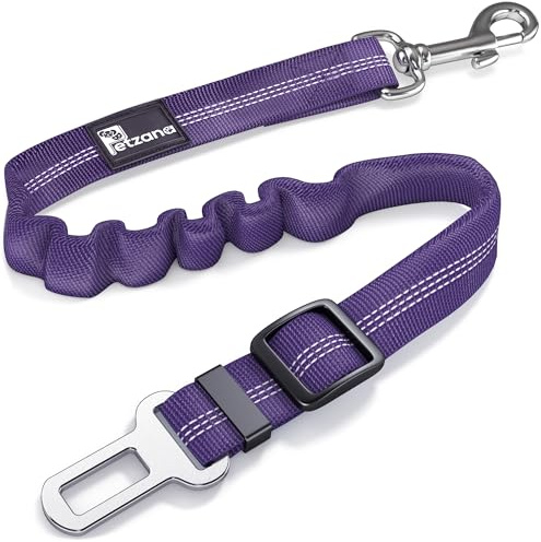 Dog Seat Belt for Car - Adjustable Dog Car Safety Harness, Elastic Anti shock Dog Seat Belt. (Purple)