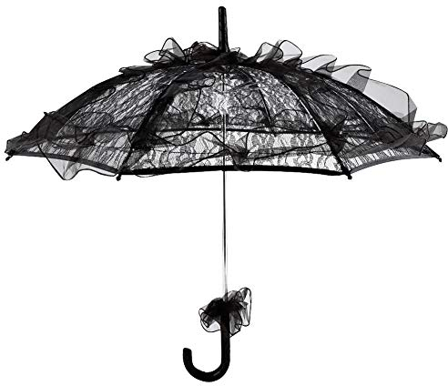 Cikonielf Spitzenschirm, Spitze Metallschirm Sonnenschirm Spitze Sonnenschirm für Fotografie Feier Dekoration Schwarz