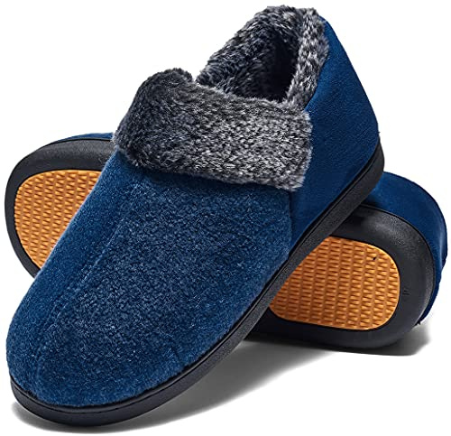 Mishansha Zapatillas Casa Hombre Pantuflas Invierno Zapatillas de Estar por Casa Hombre Cerradas Antideslizante Calentitas Slippers Pantuflas Invierno Azul oscuro,Gr.43