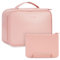 Narwey Reise Kosmetiktasche Damen Make-up-Tasche PU Leder Schminktasche Große Make-up Tasche Organizer Kosmetikkoffer Frauen Mädchen mit Bürstenfach(Rosa)