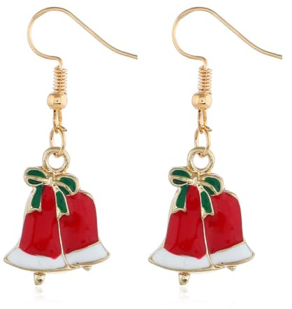 YAZILIND Pendientes de Navidad Colgantes Árbol de Navidad Calcetines de Papá Noel Guante de campana Botas Forma Colgante Pendiente De Pendiente De Mujer Niñas Gancho De Oreja Joyería (Campana)