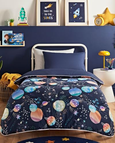 Night Lark Children's Coverless Duvet 10.5 Tog - Space Adventure, Single | Advanced Smartfil® Fibre, Machine Washable, Hypoallergenic, Coverless Duvet Single Bed Size & Pillowcase Set