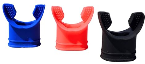 Silicone Gear Kid's Scuba Mouthpiece - 100% Medical-Grade Silicone, Comfortable Fit, Compatible with Most Regulators (Pack 3) (Colors Black, Blue, and Pink)