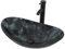 YU YUSING Waschbecken Glas Aufsatzwaschbecken Waschtisch, Oval Hand Waschschale mit Wasserhahn Set, Waschplätze für Badezimmer Küche Gäste WC, Modern Dunkelgraue Textur