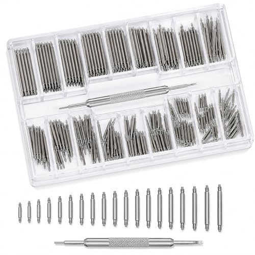 Xiciki Kit de Réparation pour Montre - 144 Pièces avec Outil de Barre à Ressort, Broches 8-25 mm, Barrettes en Acier Inoxydable pour Bracelet