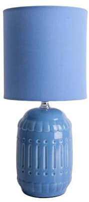 Tischlampe Tischleuchte Leselampe Keramik Nachttischlampe Textil hellblau H 30cm