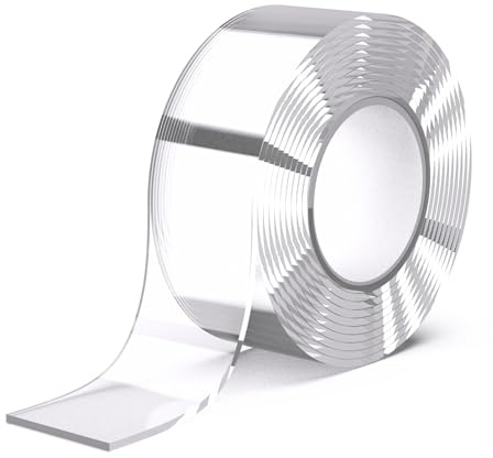 GTKWEX Cinta Doble Cara Extrafuerte Transparente – Cinta Adhesiva Doble Cara para Montaje Interior y Exterior, Resistente al Agua, No Deja Rastro, Ideal para Paredes y Baldosas (1.8MM, 2CM)