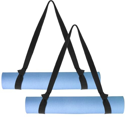 Xinjoduz Lot de 2 sangles de transport pour tapis de yoga - Sangle réglable et durable pour transporter des tapis d'exercice ou des étirements (noir)