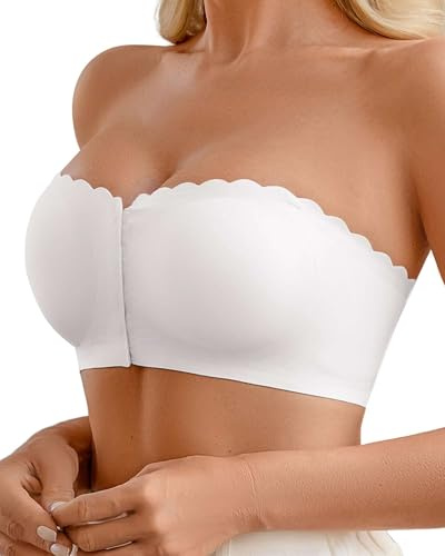 CheChury Bandeau Soutien-Gorge à Fermeture Frontale Soutien Gorge sans Bretelles Bandeau Femme sans Armature Brassiere Rembourrage Comfit Élastique Tube Bra