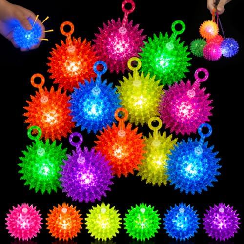 12 stycken igelkott presenter barnfödelsedag gästgåvor, lysande boll | Jump Ball lysande, lysande leksak, LED Flummies, ge bort barnens födelsedag, små presenter till barn pojkar flickor