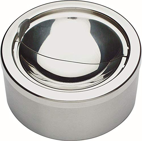 APS Aschenbecher mit Windschutzdeckel, Ascher aus Edelstahl mit Windabdeckung, Ø 12 cm, Höhe 5,5 cm