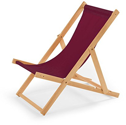 IMPWOOD Liegestuhl klappbar Holz - Sonnenliege aus Buchenholz bis 120 Kg Holzklappstuhl für Balkon, Strand und Terrasse & Camping - Gartenliege Strandliege (Bordeaux)